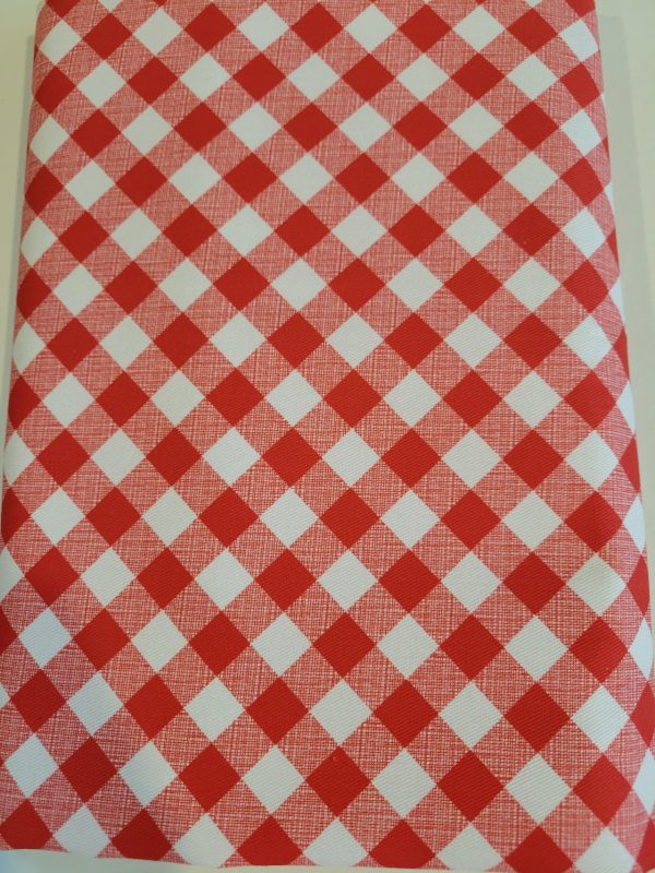 Red and white diagonal checked fabric (1 yards)